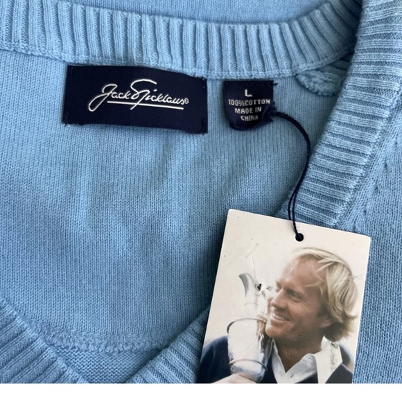 NWT Jack Nichlaus 100% Cotton V-Neck Sweater Pullover Size L - Picture 4 of 5